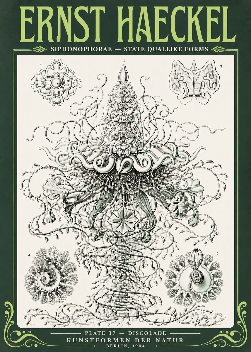 Ernst Haeckel Siphonophorae – State Quallike Forms No4 - Póster