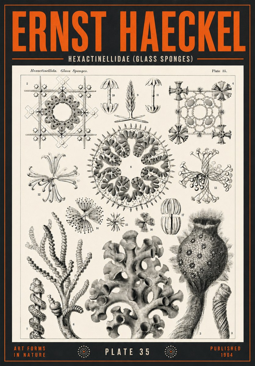 Ernst Haeckel Hexactinellida. Glass Sponges. No4 - Póster