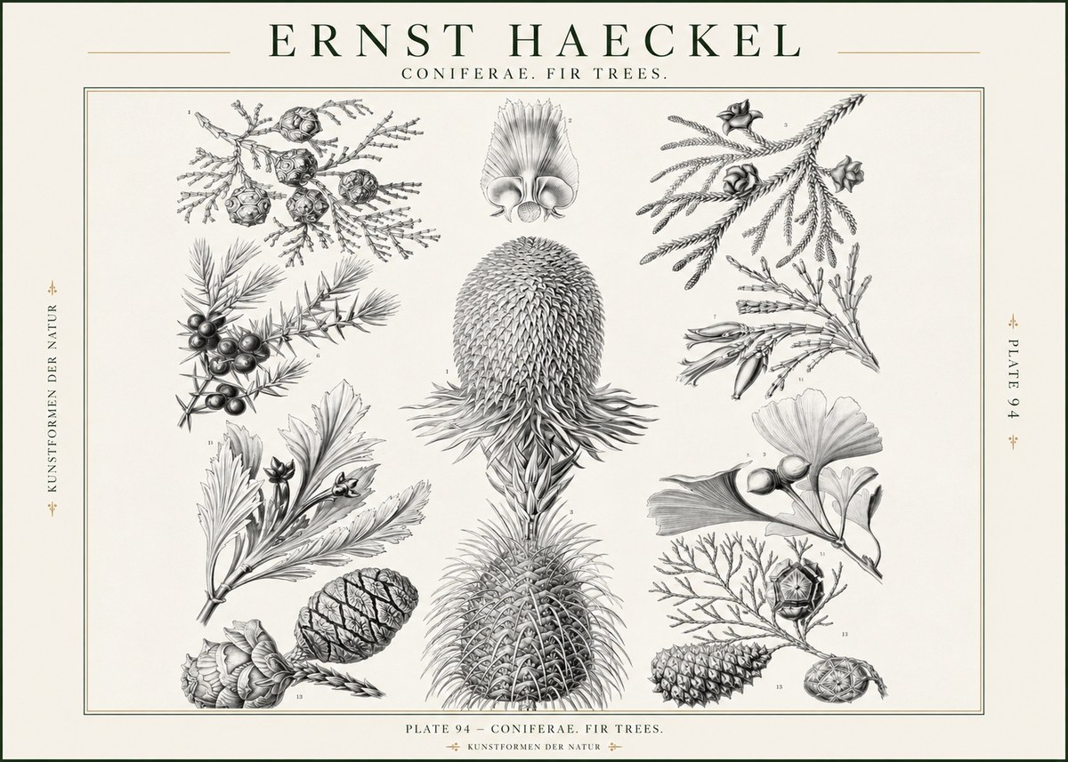 Ernst Haeckel Coniferae. Fir Trees. No1 - Póster