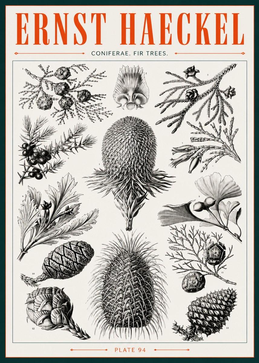 Ernst Haeckel Coniferae. Fir Trees. No3 - Póster