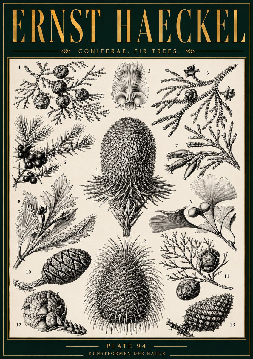 Ernst Haeckel Coniferae. Fir Trees. No4 - Póster