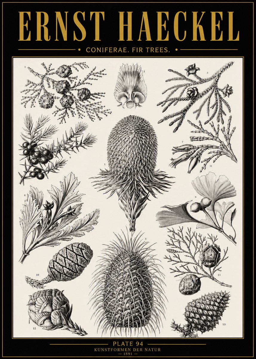 Ernst Haeckel Coniferae. Fir Trees. No5 - Póster