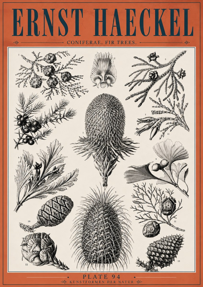 Ernst Haeckel Coniferae. Fir Trees. No6 - Póster
