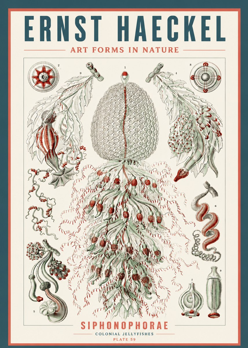 Ernst Haeckel Siphonophorae - State Colonies No5 - Póster