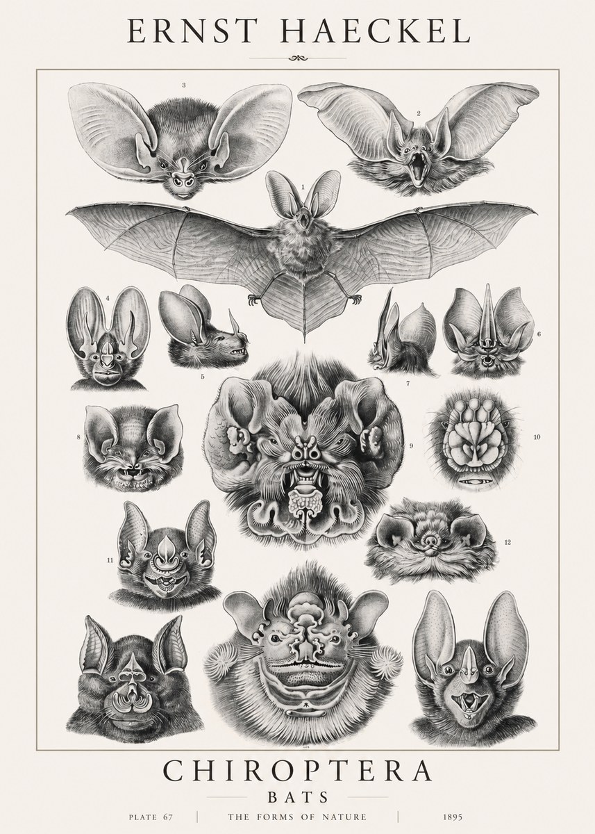 Ernst Haeckel Chiroptera Bats No1 - Póster