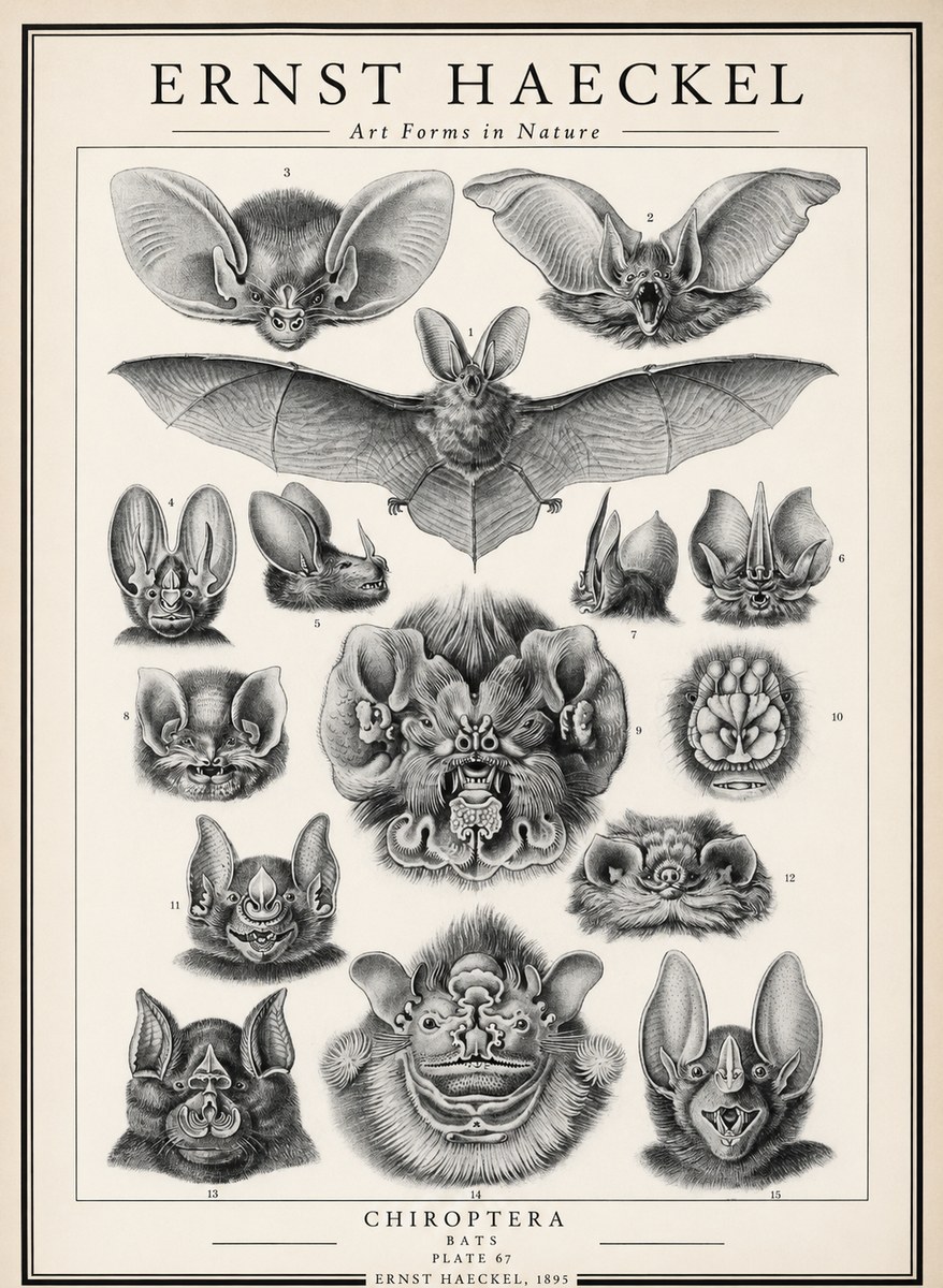 Ernst Haeckel Chiroptera Bats No3 - Póster