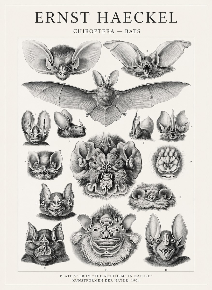 Ernst Haeckel Chiroptera Bats No4 - Póster