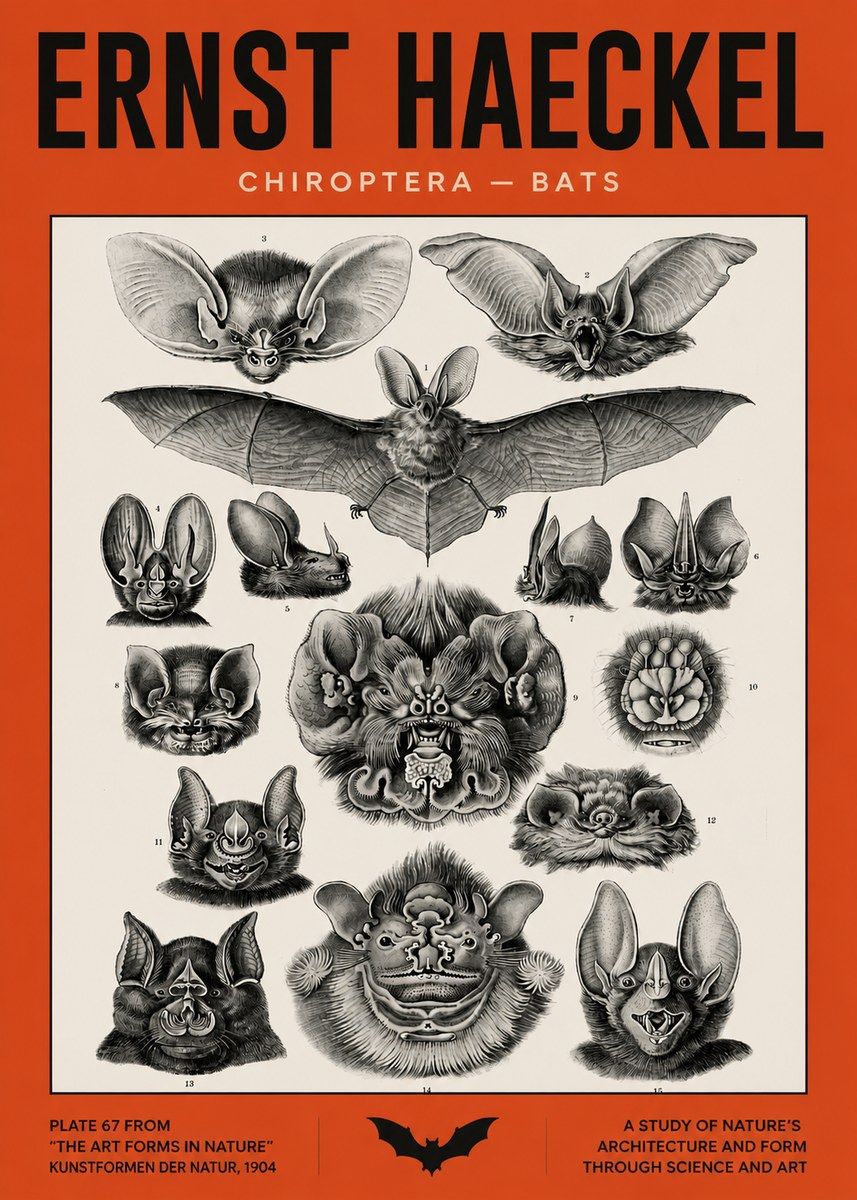 Ernst Haeckel Chiroptera Bats No5 - Póster