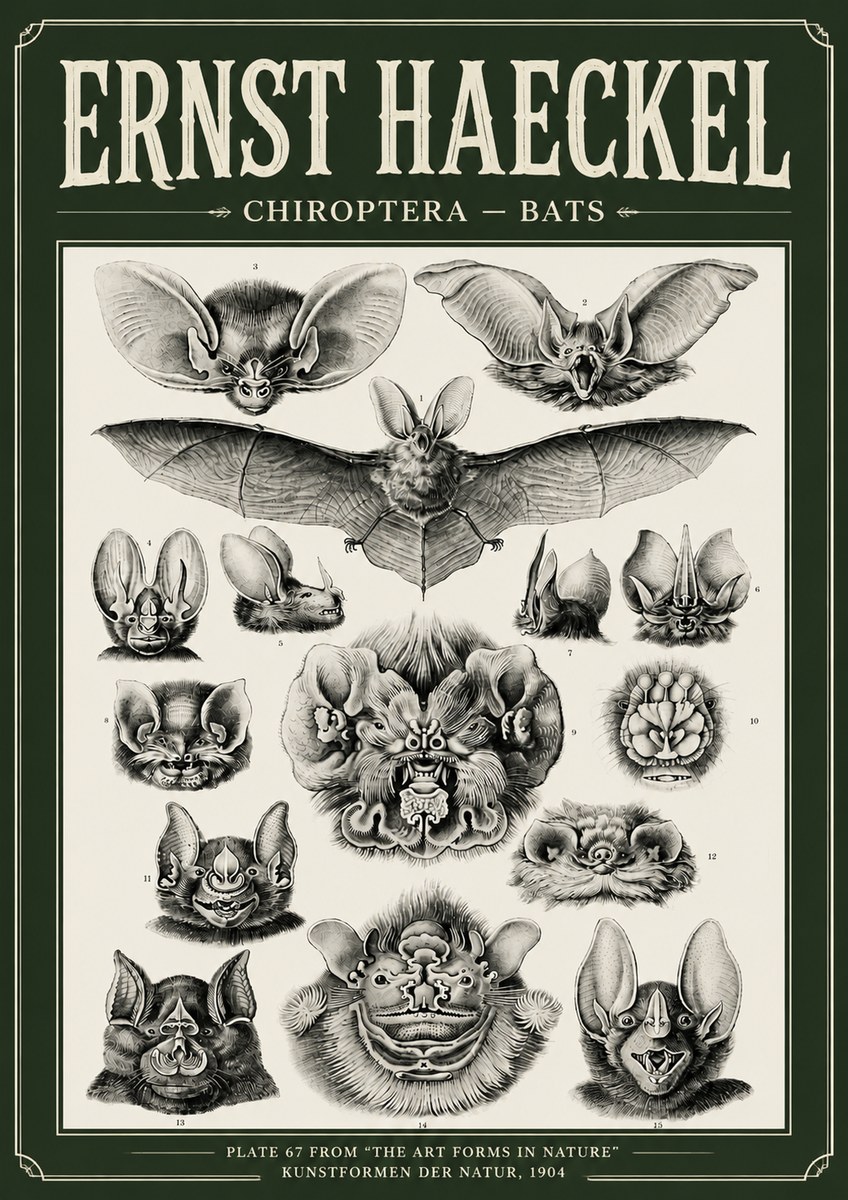 Ernst Haeckel Chiroptera Bats No6 - Póster