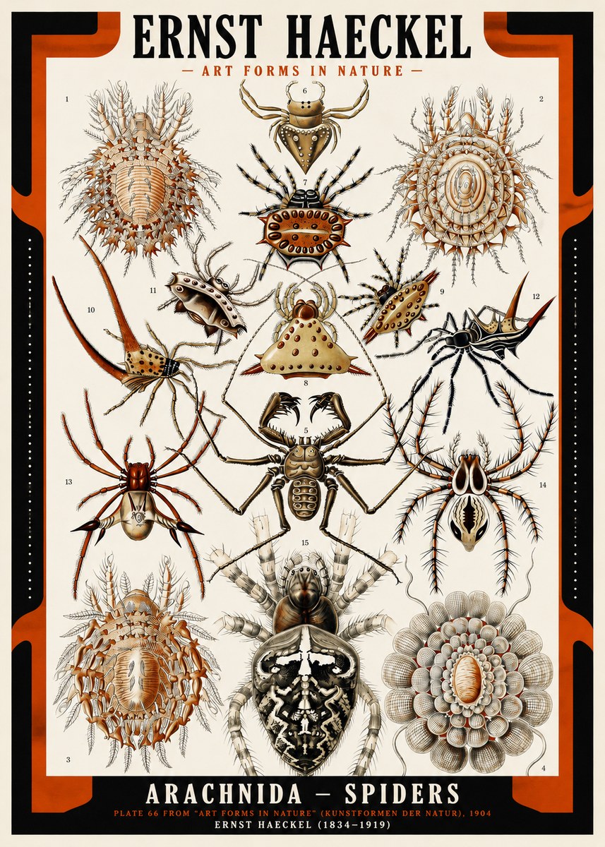Ernst Haeckel Arachnida — Spiders No2 - Póster