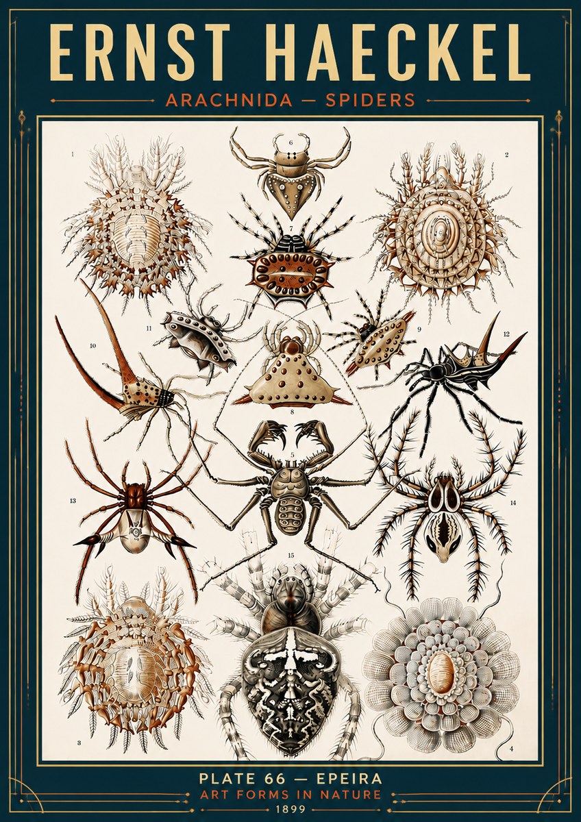 Ernst Haeckel Arachnida — Spiders No6 - Póster