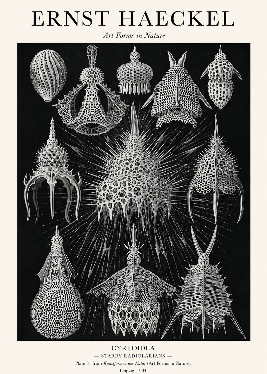 Ernst Haeckel Cyrtoidea - Starry Radiolarians No1 - Póster