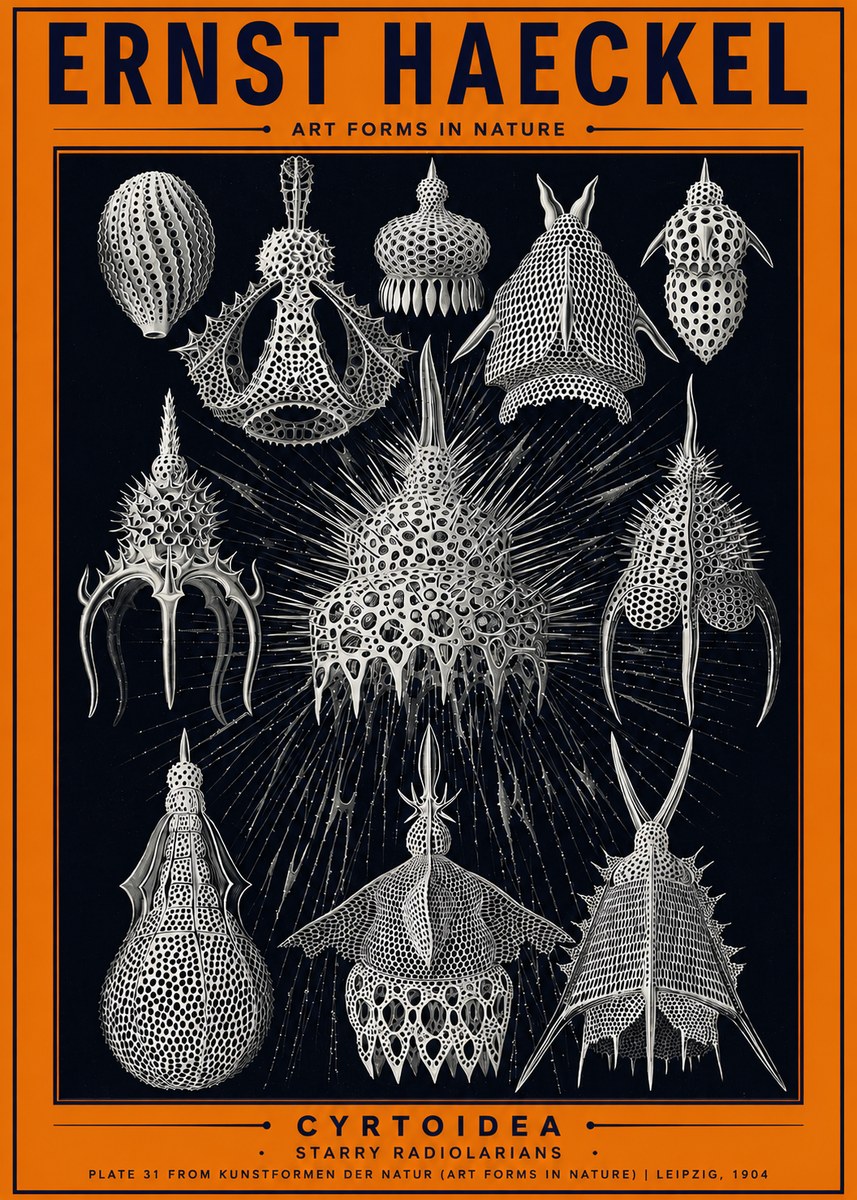 Ernst Haeckel Cyrtoidea - Starry Radiolarians No2 - Póster