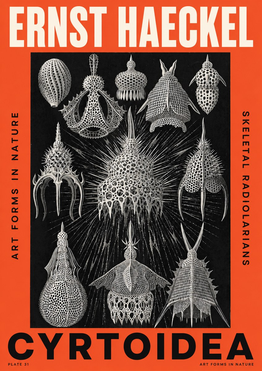 Ernst Haeckel Cyrtoidea - Starry Radiolarians No5 - Póster