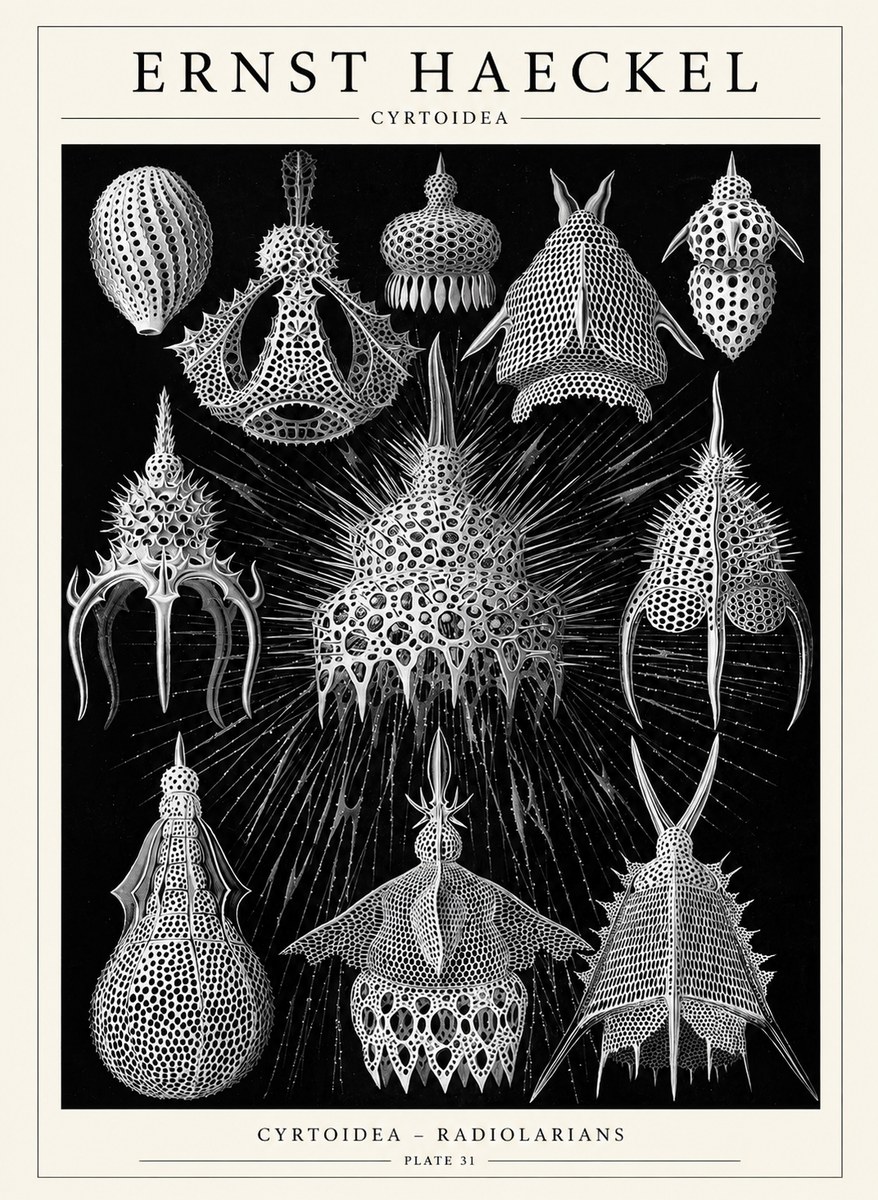 Ernst Haeckel Cyrtoidea - Starry Radiolarians No6 - Póster