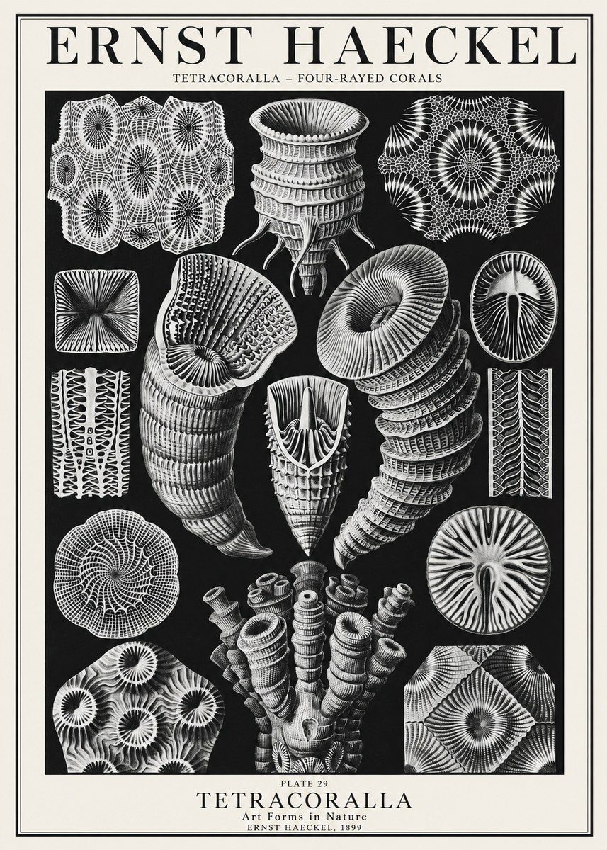 Ernst Haeckel Tetracoralla - Four-rayed Corals No1 - Póster