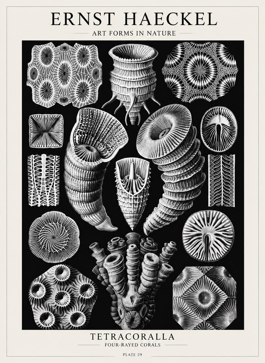 Ernst Haeckel Tetracoralla - Four-rayed Corals No4 - Póster