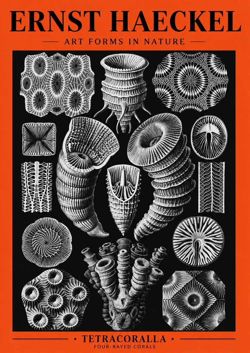 Ernst Haeckel Tetracoralla - Four-rayed Corals No5 - Póster