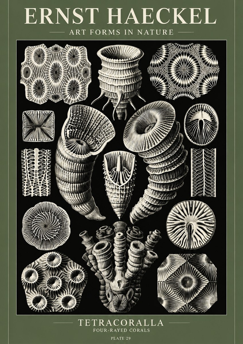 Ernst Haeckel Tetracoralla - Four-rayed Corals No6 - Póster