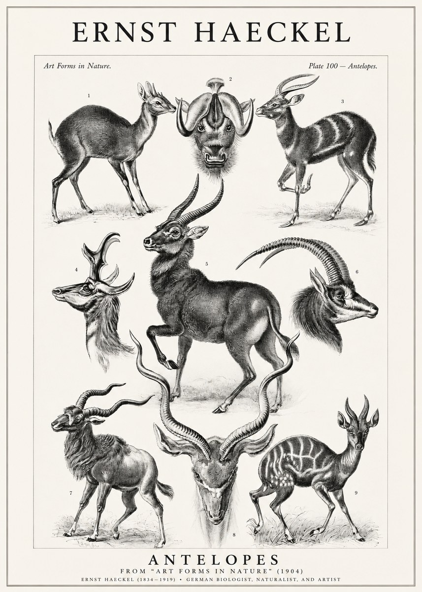 Ernst Haeckel Antelopes No1 - Póster