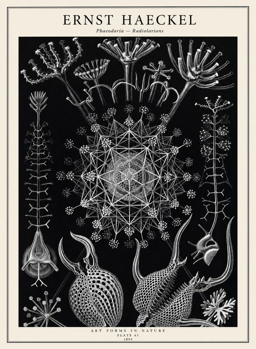 Ernst Haeckel Phaeodaria Radiolarians - Plate 61 No2 - Póster