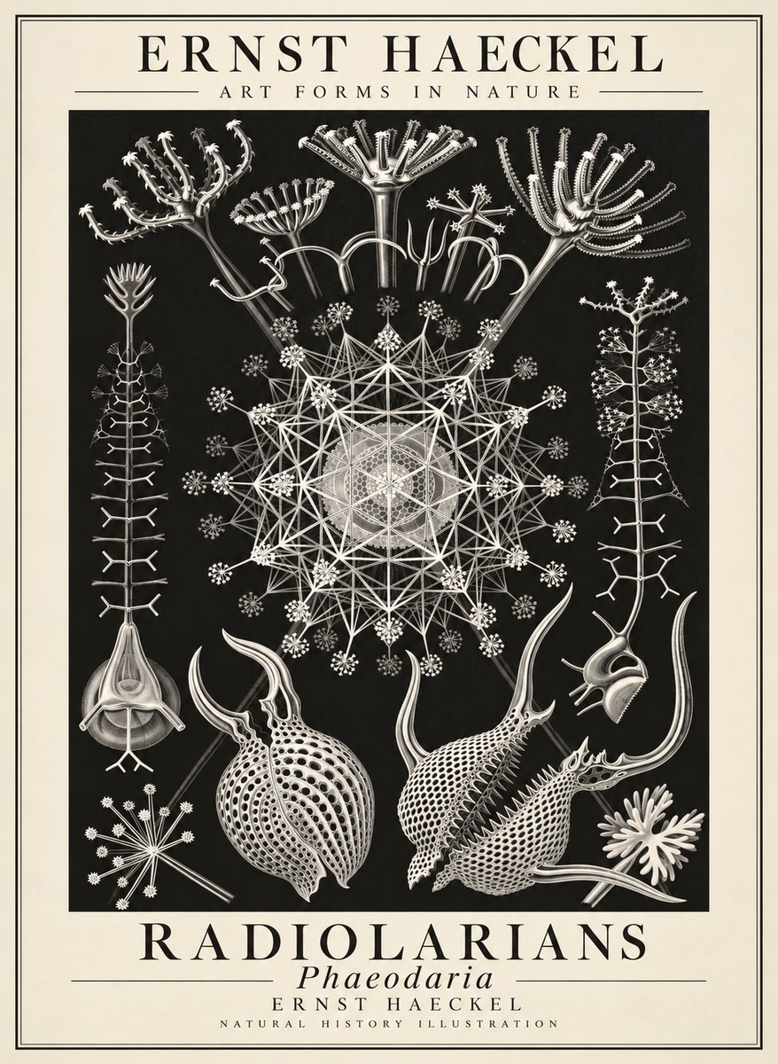 Ernst Haeckel Phaeodaria Radiolarians - Plate 61 No3 - Póster