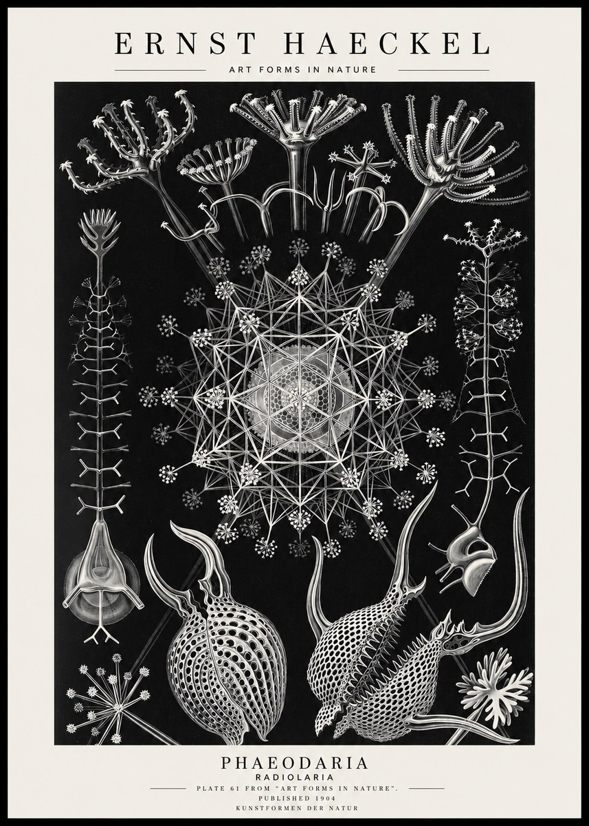 Ernst Haeckel Phaeodaria Radiolarians - Plate 61 No4 - Póster