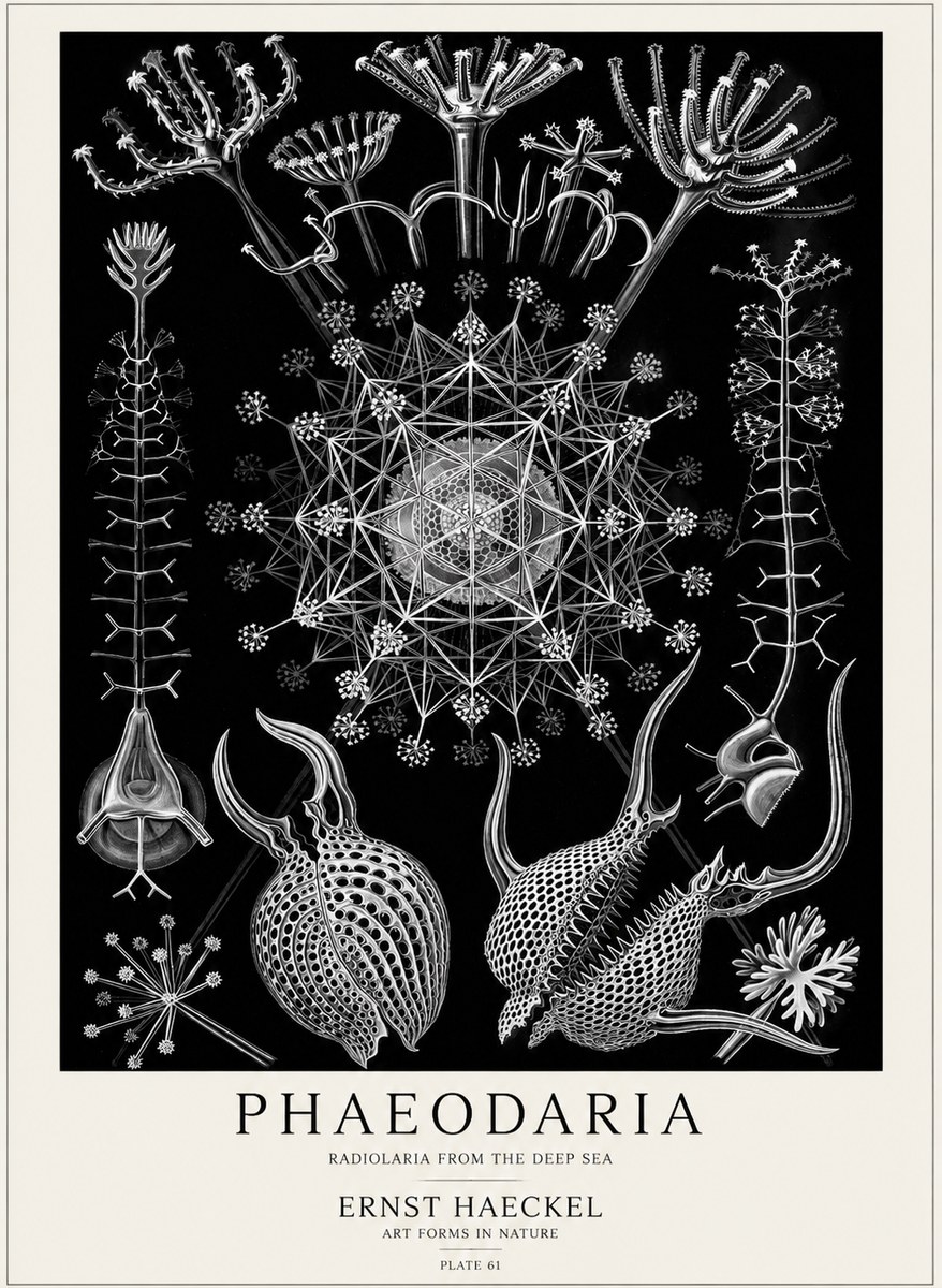 Ernst Haeckel Phaeodaria Radiolarians - Plate 61 No5 - Póster