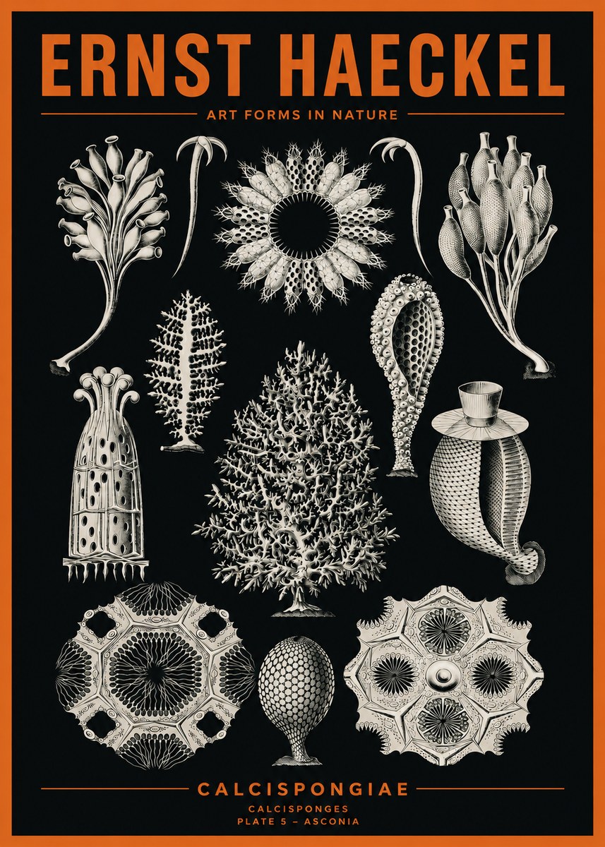 Ernst Haeckel Calcispongiae - Calcisponiges - Plate 5 - Asconia No2 - Póster