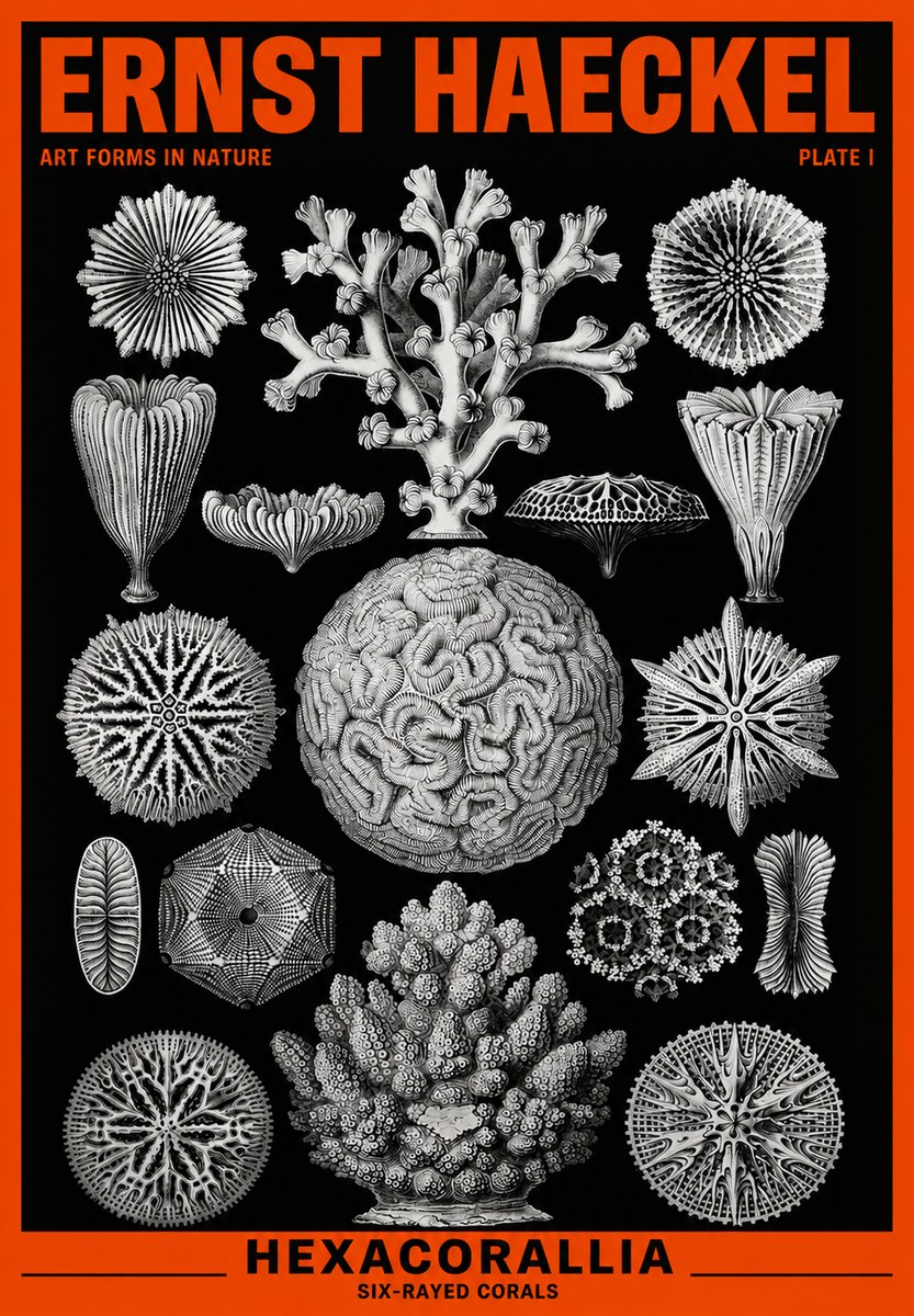 Ernst Haeckel Hexacoralla – Six-rayed Corals No6 - Póster