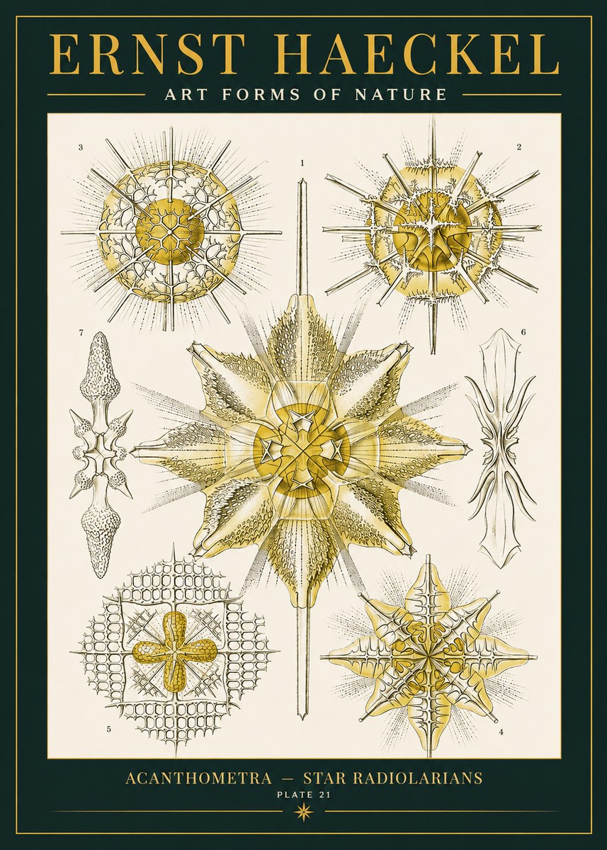 Ernst Haeckel Acanthometra - Star Radiolarians No2 - Póster