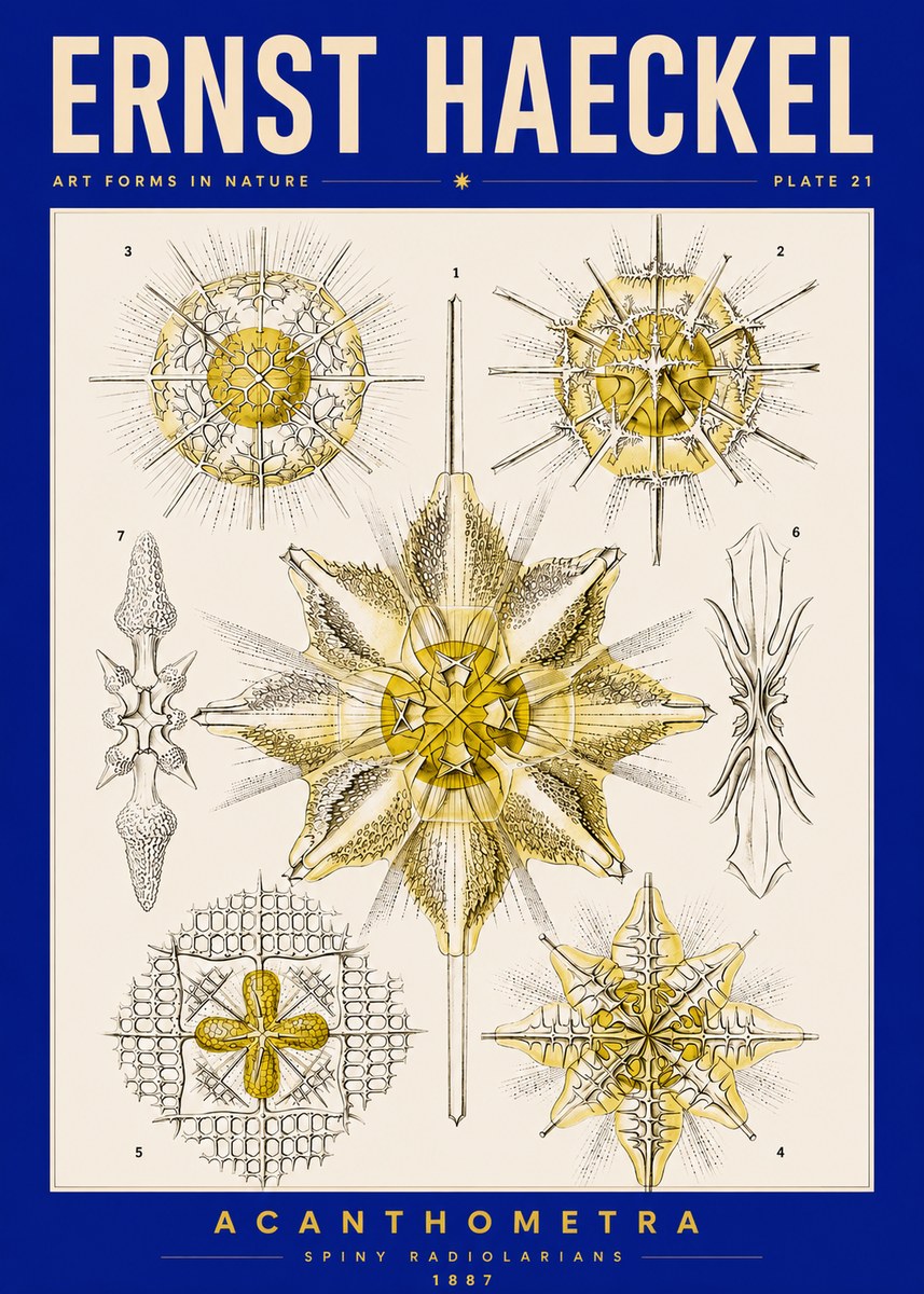 Ernst Haeckel Acanthometra - Star Radiolarians No5 - Póster