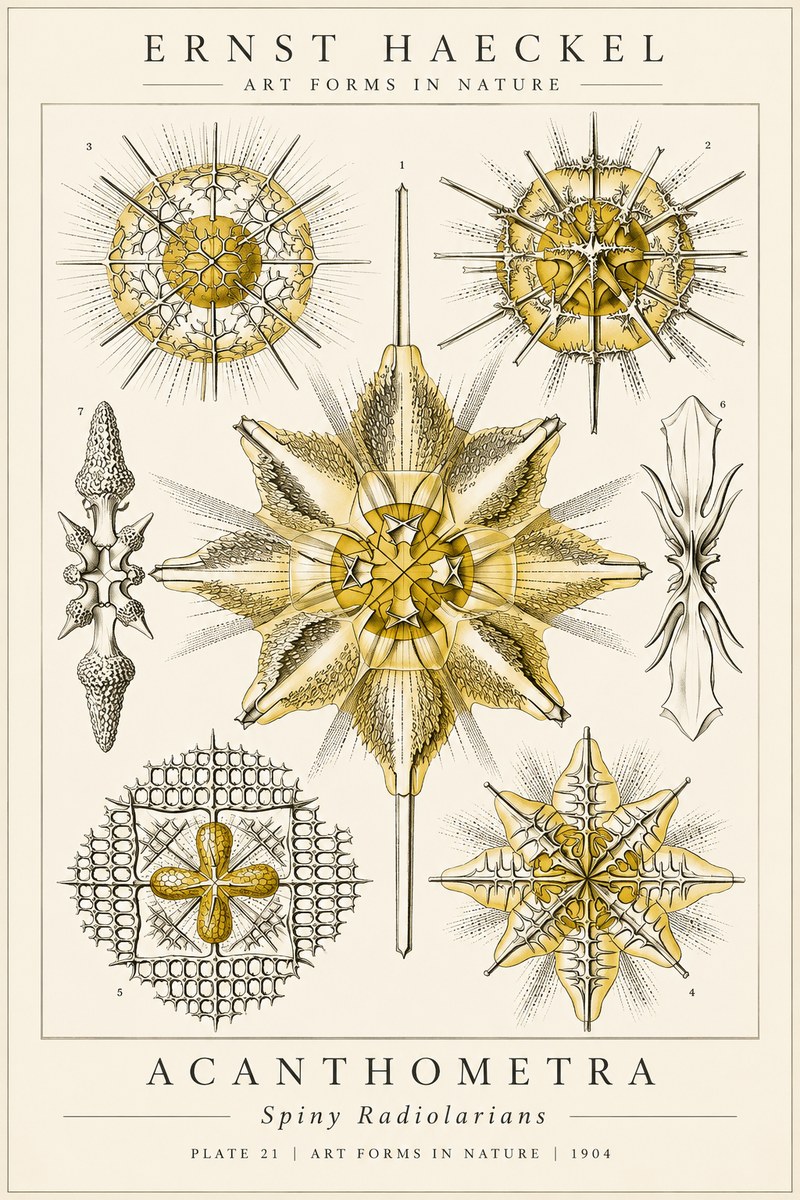 Ernst Haeckel Acanthometra - Star Radiolarians No6 - Póster