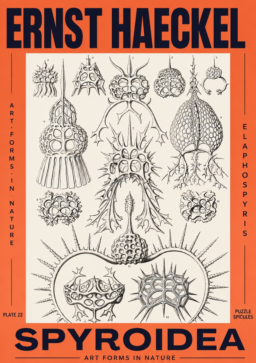 Ernst Haeckel Spyroidea - Puffball Radiolarians - Plate 22 No3 - Póster