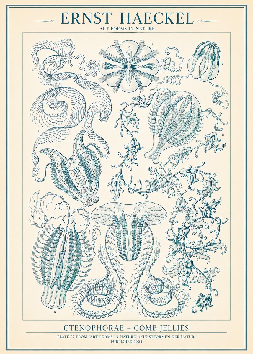 Ernst Haeckel Ctenophoræ – Comb Jellies No2 - Póster