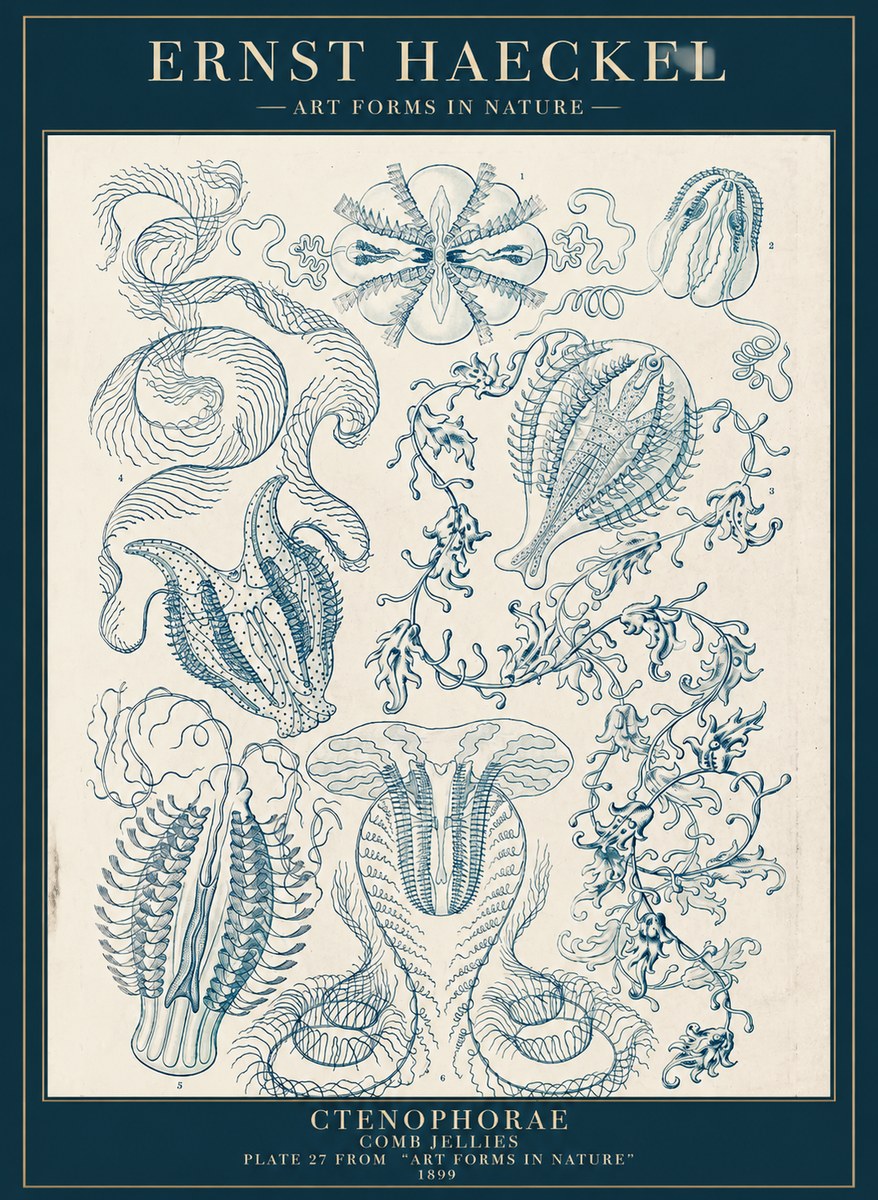 Ernst Haeckel Ctenophoræ – Comb Jellies No5 - Póster