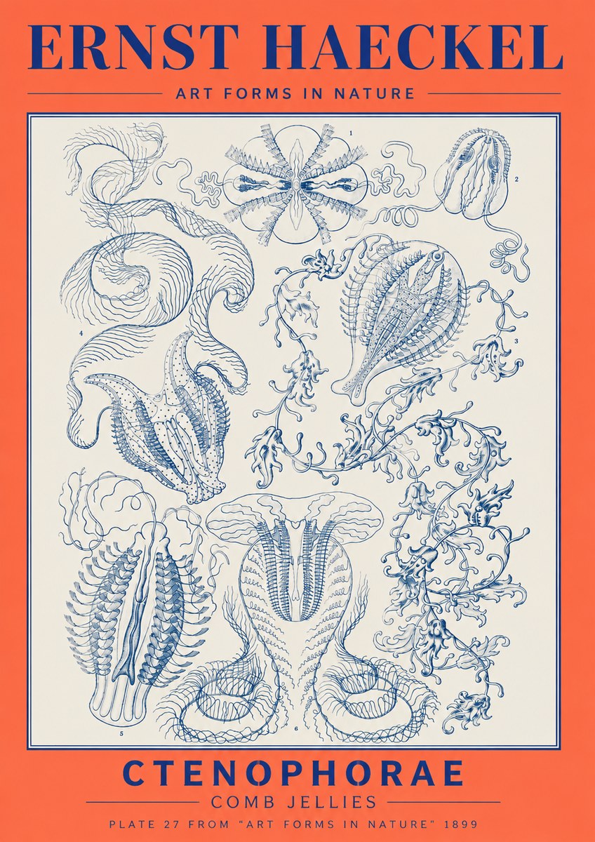 Ernst Haeckel Ctenophoræ – Comb Jellies No6 - Póster