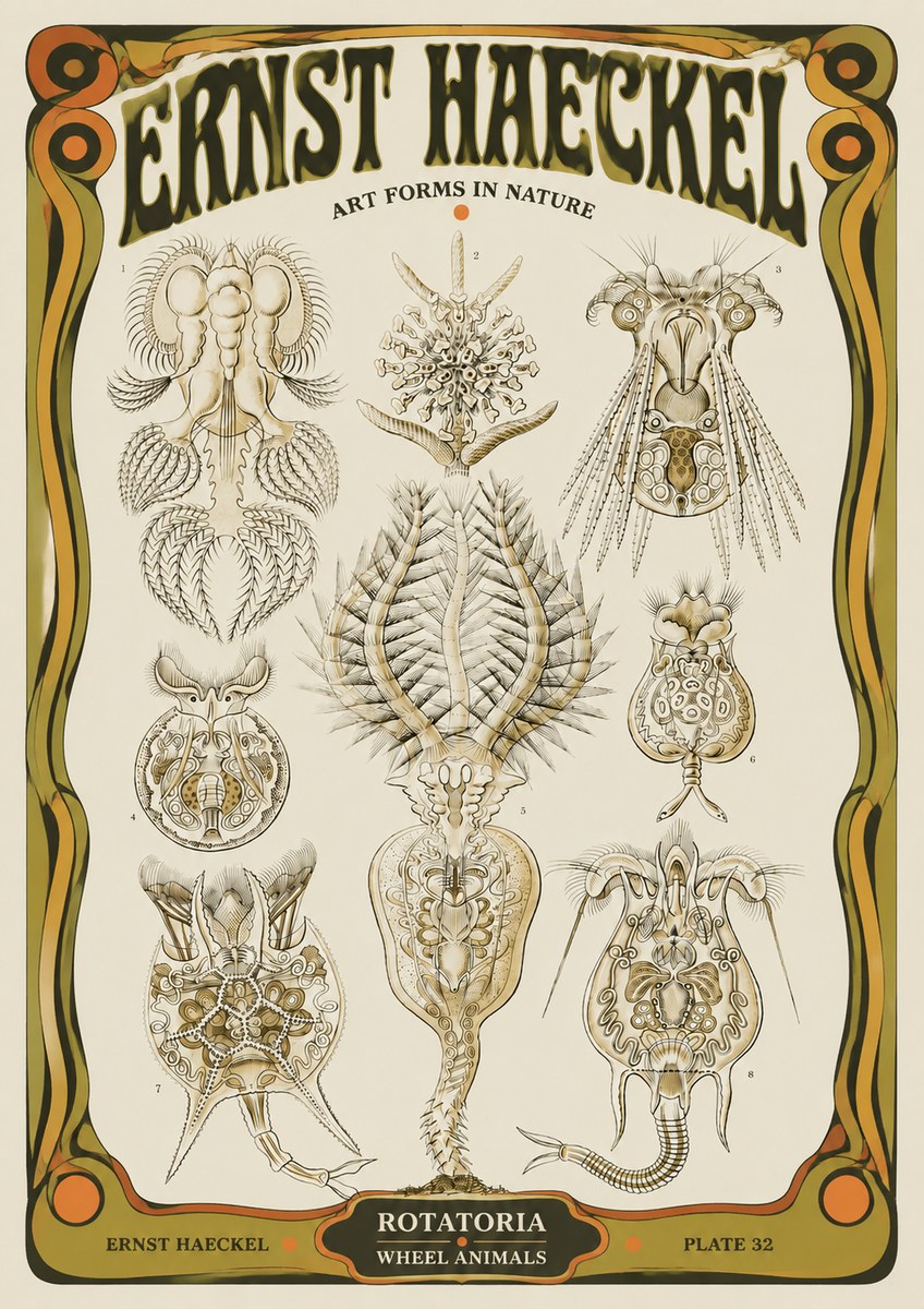 Ernst Haeckel Rotatoria - Wheel Animals No5 - Póster