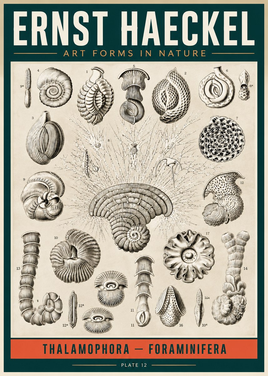 Ernst Haeckel Thalamophora – Foraminifera Plate 12 No2 - Póster