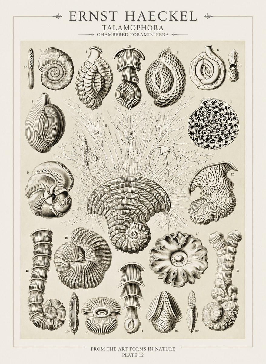 Ernst Haeckel Thalamophora – Foraminifera Plate 12 No3 - Póster