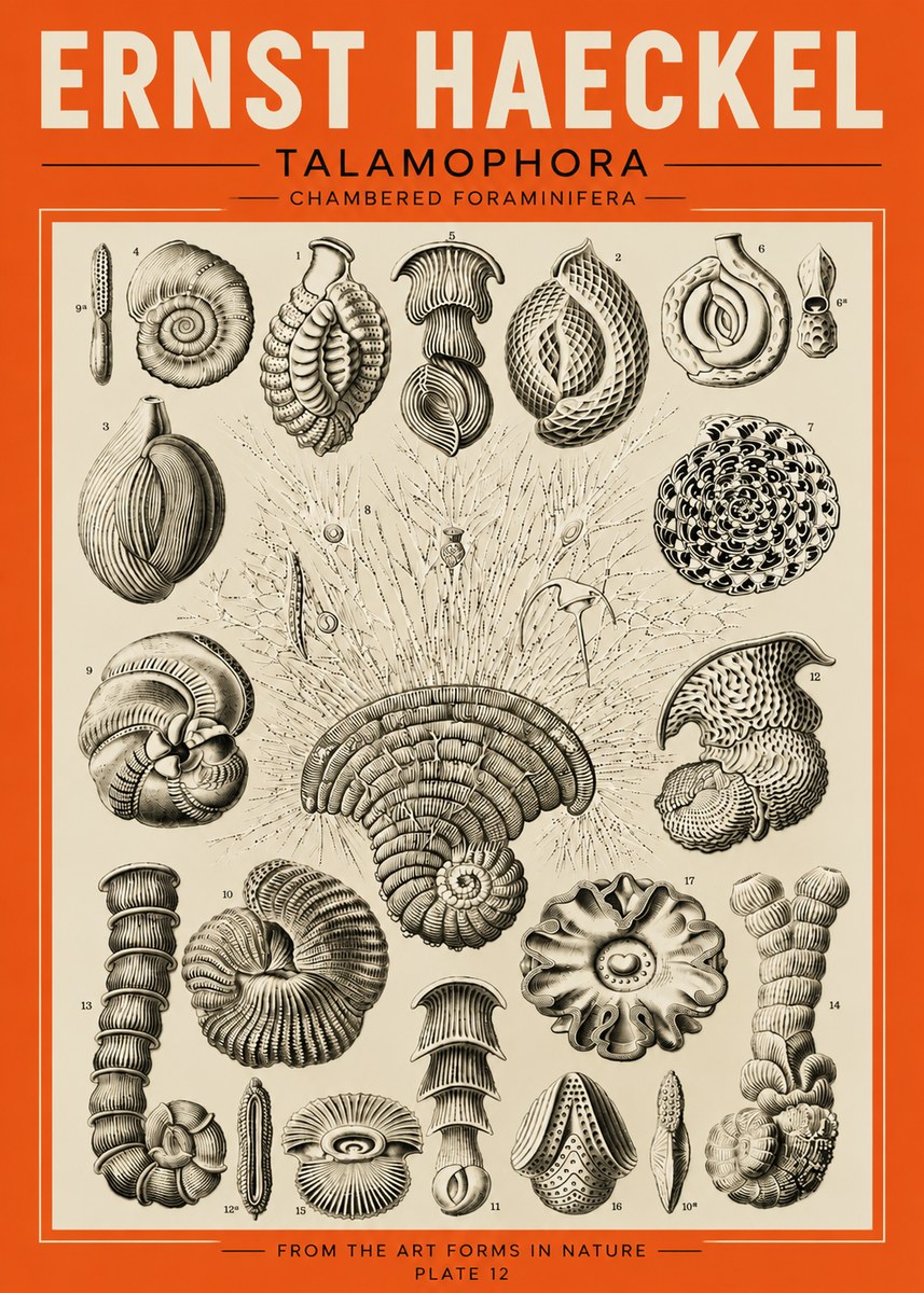 Ernst Haeckel Thalamophora – Foraminifera Plate 12 No5 - Póster