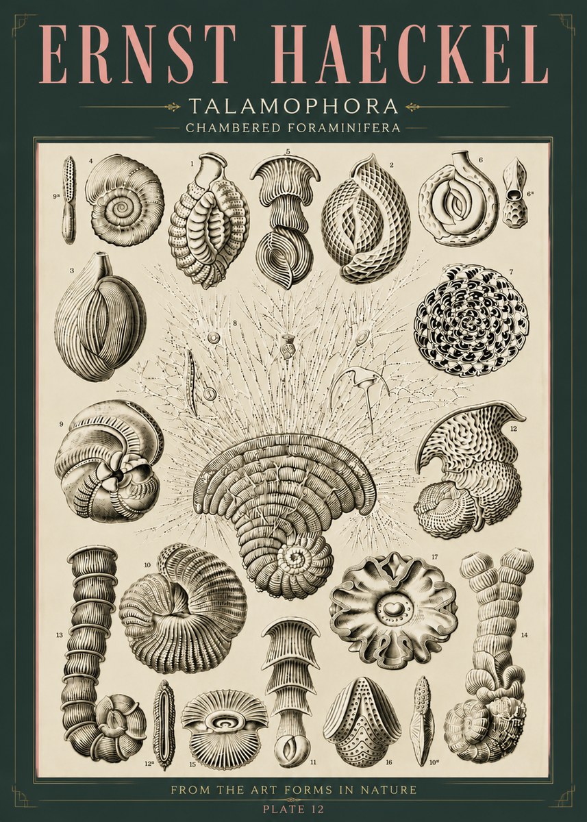 Ernst Haeckel Thalamophora – Foraminifera Plate 12 No6 - Póster