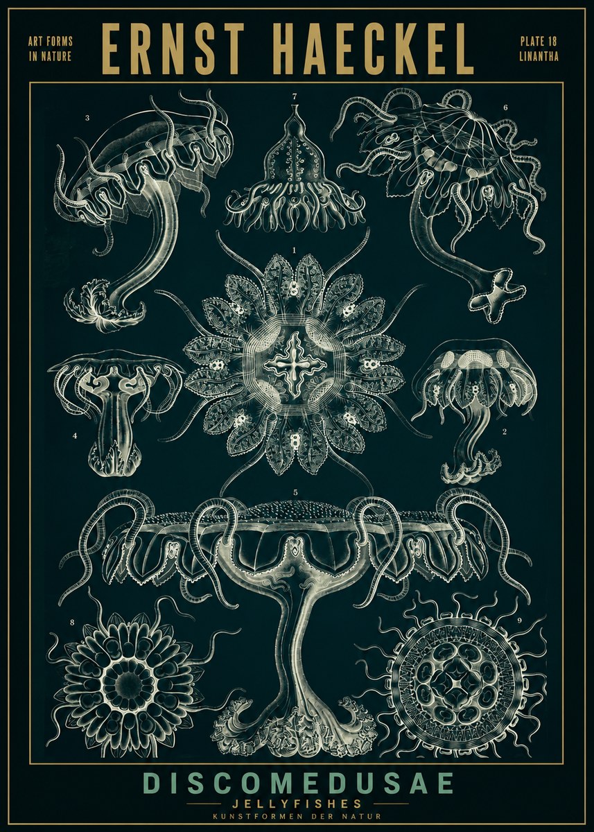 Ernst Haeckel Discomedusae. Jellyfishes. No2 - Póster
