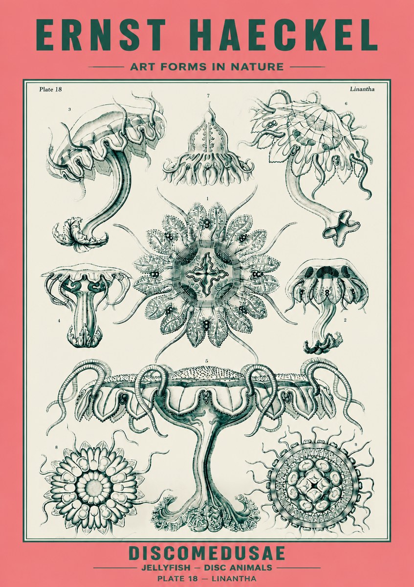 Ernst Haeckel Discomedusae. Jellyfishes. No6 - Póster