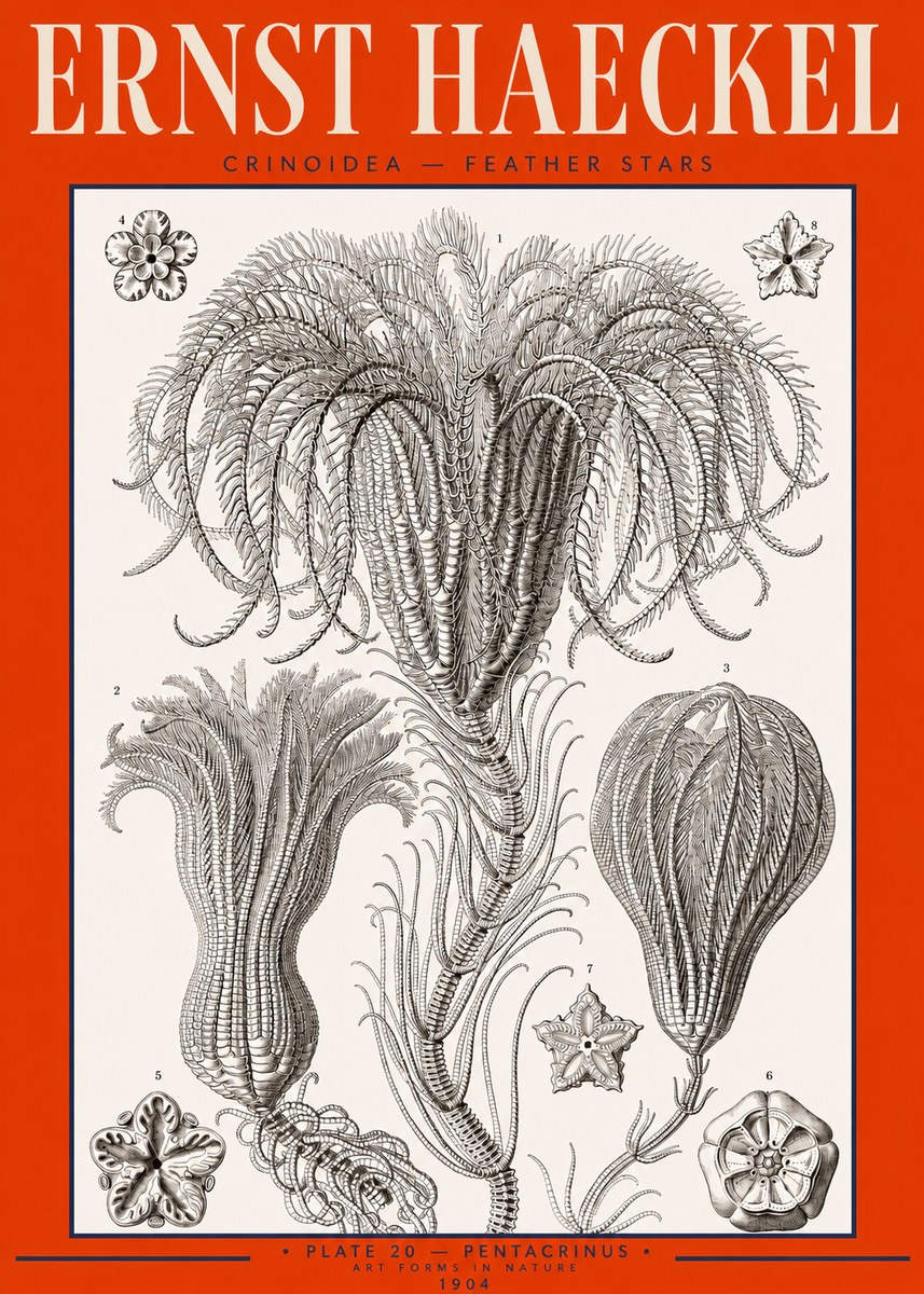 Ernst Haeckel Crinoidea - Palm Lilies No3 - Póster