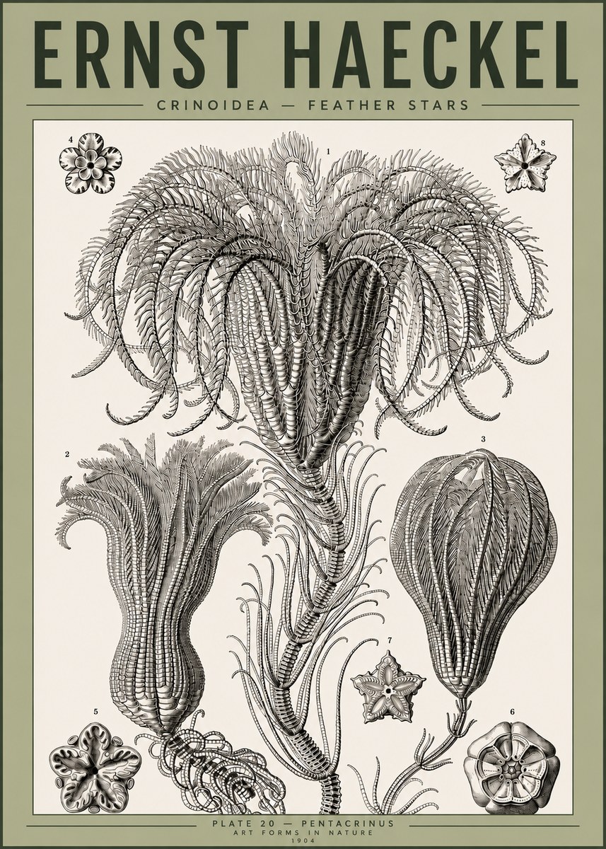 Ernst Haeckel Crinoidea - Palm Lilies No4 - Póster