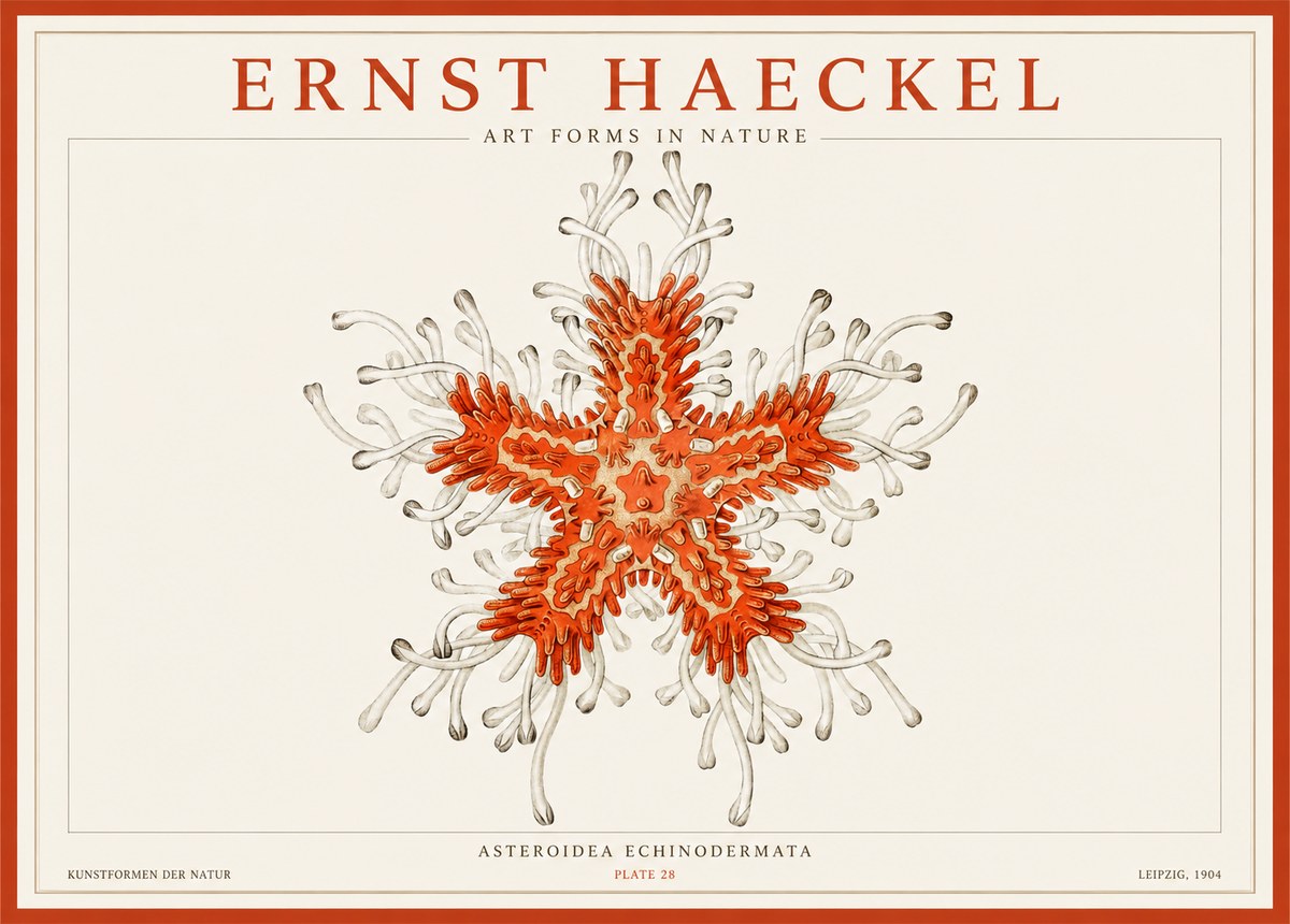 Ernst Haeckel Asteroidea Echinodermata Plate 28 No1 - Póster
