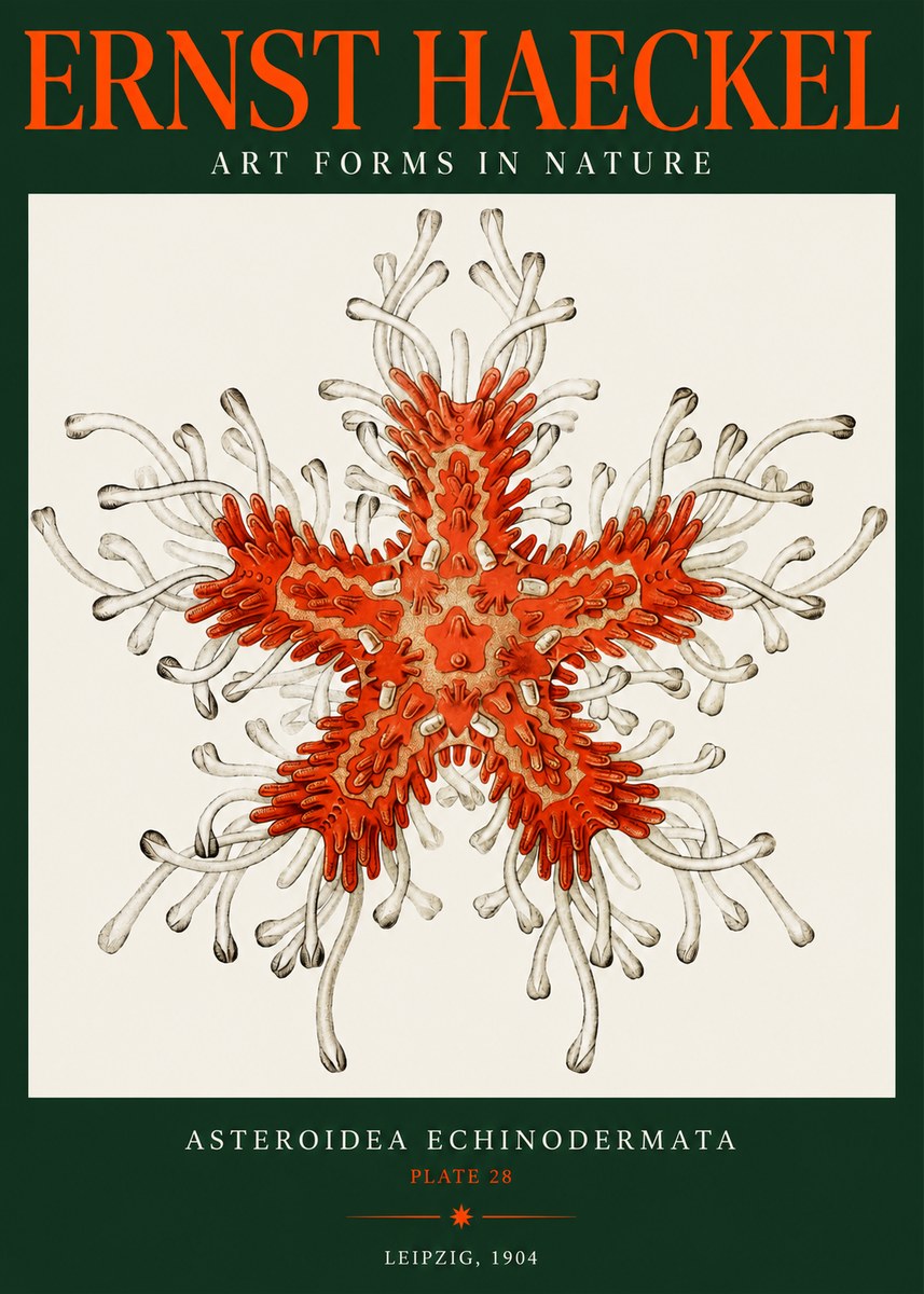 Ernst Haeckel Asteroidea Echinodermata Plate 28 No2 - Póster