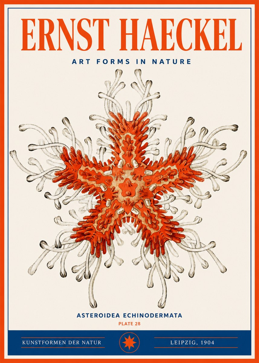 Ernst Haeckel Asteroidea Echinodermata Plate 28 No3 - Póster