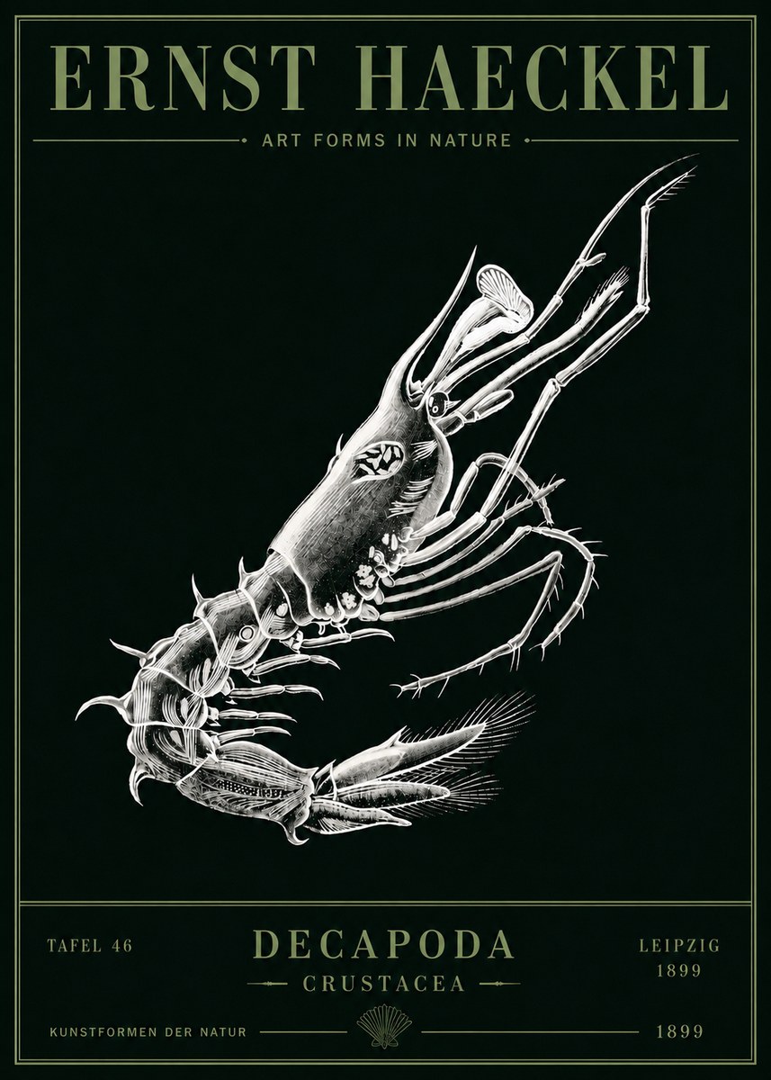 Ernst Haeckel Decapoda the Crustaceans No5 - Póster